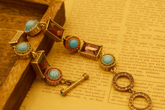 HD Turquoise Bracelet: Vintage Gold-Plated HD Copper + Amethyst + Turquoise