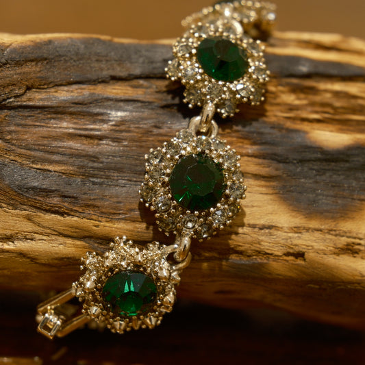 Purple Light Luxury Shiny Gold Jewelry Set: HD Distressed Gold-Plated Copper + Zircon