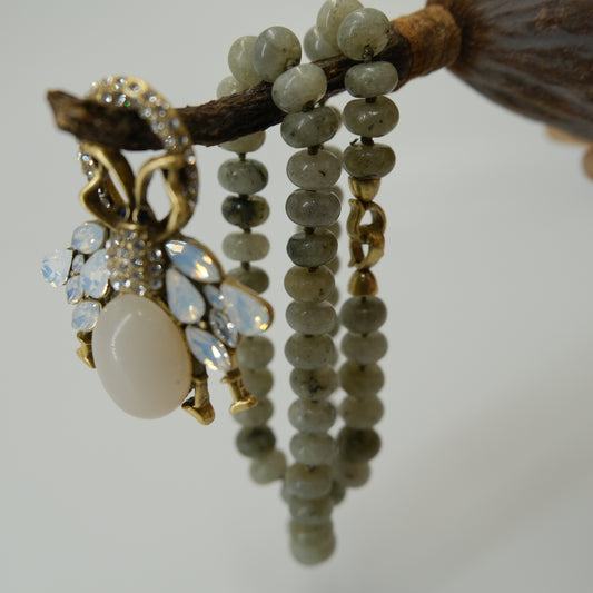 Beaded & Diamond-Inlaid Insect Pendant Necklace: Sparkle Stone + Opal